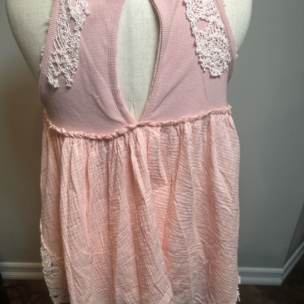 POL Blush Pink Lace-Trim Halter Tunic - Picture 6 of 6